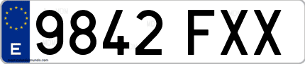 Ejemplo de matrícula de coche ordinaria 9842 FXX