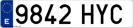 Ejemplo de matrícula de coche ordinaria 9842 HYC
