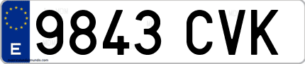 Ejemplo de matrícula de coche ordinaria 9843 CVK