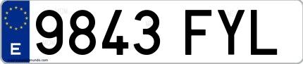 Ejemplo de matrícula española 9843 FYL
