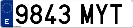 Ejemplo de matrícula de coche ordinaria 9843 MYT