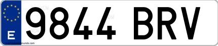 Ejemplo de matrícula española 9844 BRV