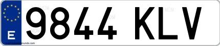 Ejemplo de matrícula española 9844 KLV