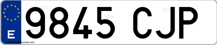Ejemplo de matrícula de coche ordinaria 9845 CJP