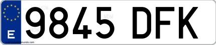 Ejemplo de matrícula española 9845 DFK