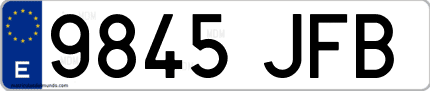 Ejemplo de matrícula de coche ordinaria 9845 JFB