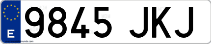 Ejemplo de matrícula de coche ordinaria 9845 JKJ