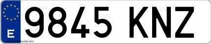 Ejemplo de matrícula española 9845 KNZ