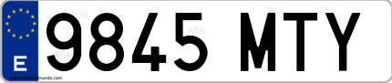 Ejemplo de matrícula de coche ordinaria 9845 MTY