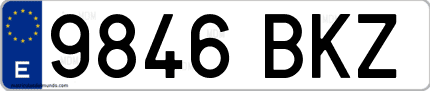 Ejemplo de matrícula de coche ordinaria 9846 BKZ