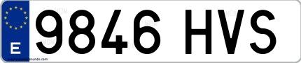 Ejemplo de matrícula española 9846 HVS