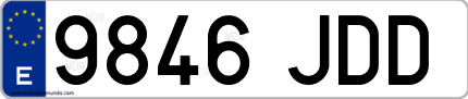 Ejemplo de matrícula de coche ordinaria 9846 JDD
