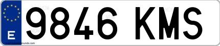 Ejemplo de matrícula española 9846 KMS