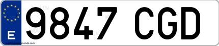 Ejemplo de matrícula española 9847 CGD