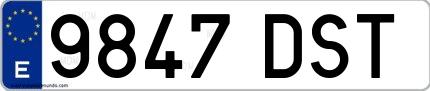 Ejemplo de matrícula española 9847 DST