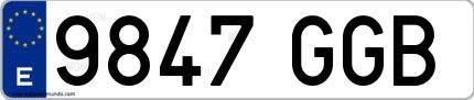 Ejemplo de matrícula española 9847 GGB