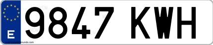Ejemplo de matrícula española 9847 KWH