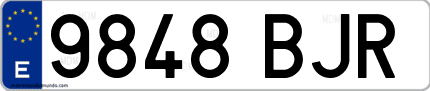 Ejemplo de matrícula de coche ordinaria 9848 BJR