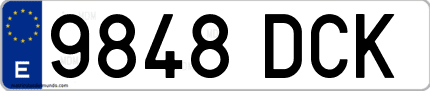 Ejemplo de matrícula de coche ordinaria 9848 DCK