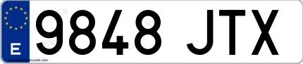 Ejemplo de matrícula española 9848 JTX