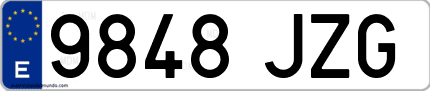 Ejemplo de matrícula de coche ordinaria 9848 JZG