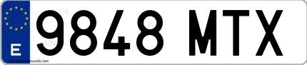 Ejemplo de matrícula española 9848 MTX
