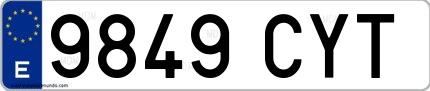 Ejemplo de matrícula española 9849 CYT
