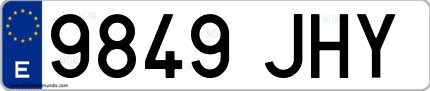 Ejemplo de matrícula de coche ordinaria 9849 JHY