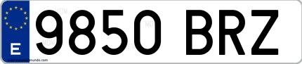 Ejemplo de matrícula española 9850 BRZ