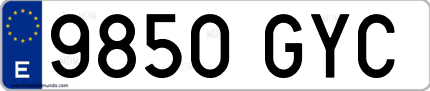 Ejemplo de matrícula de coche ordinaria 9850 GYC