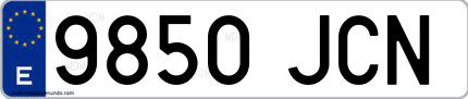 Ejemplo de matrícula española 9850 JCN