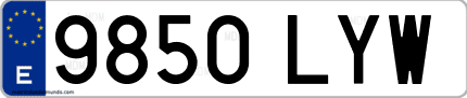 Ejemplo de matrícula de coche ordinaria 9850 LYW