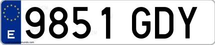 Ejemplo de matrícula española 9851 GDY