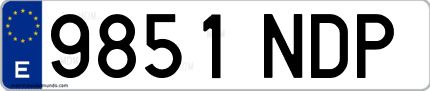 Ejemplo de matrícula de coche ordinaria 9851 NDP