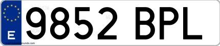 Ejemplo de matrícula española 9852 BPL