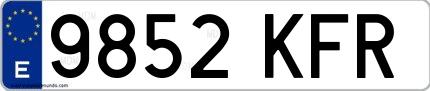 Ejemplo de matrícula española 9852 KFR