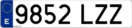 Ejemplo de matrícula española 9852 LZZ