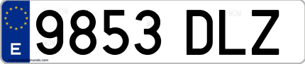 Ejemplo de matrícula de coche ordinaria 9853 DLZ
