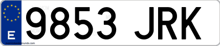Ejemplo de matrícula de coche ordinaria 9853 JRK