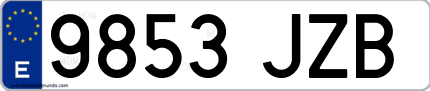 Ejemplo de matrícula de coche ordinaria 9853 JZB