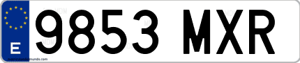 Ejemplo de matrícula de coche ordinaria 9853 MXR