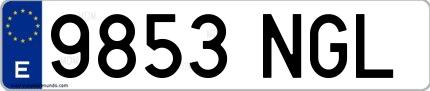 Ejemplo de matrícula española 9853 NGL