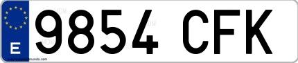 Ejemplo de matrícula española 9854 CFK