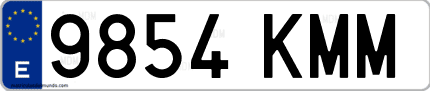 Ejemplo de matrícula de coche ordinaria 9854 KMM