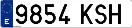 Ejemplo de matrícula española 9854 KSH