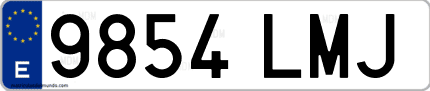 Ejemplo de matrícula de coche ordinaria 9854 LMJ