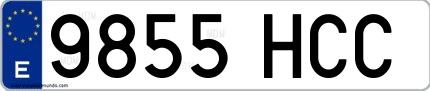 Ejemplo de matrícula española 9855 HCC