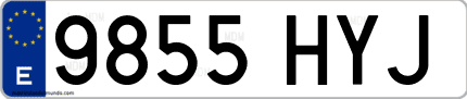 Ejemplo de matrícula de coche ordinaria 9855 HYJ