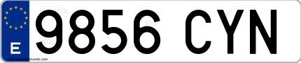 Ejemplo de matrícula española 9856 CYN