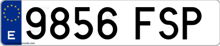 Ejemplo de matrícula de coche ordinaria 9856 FSP